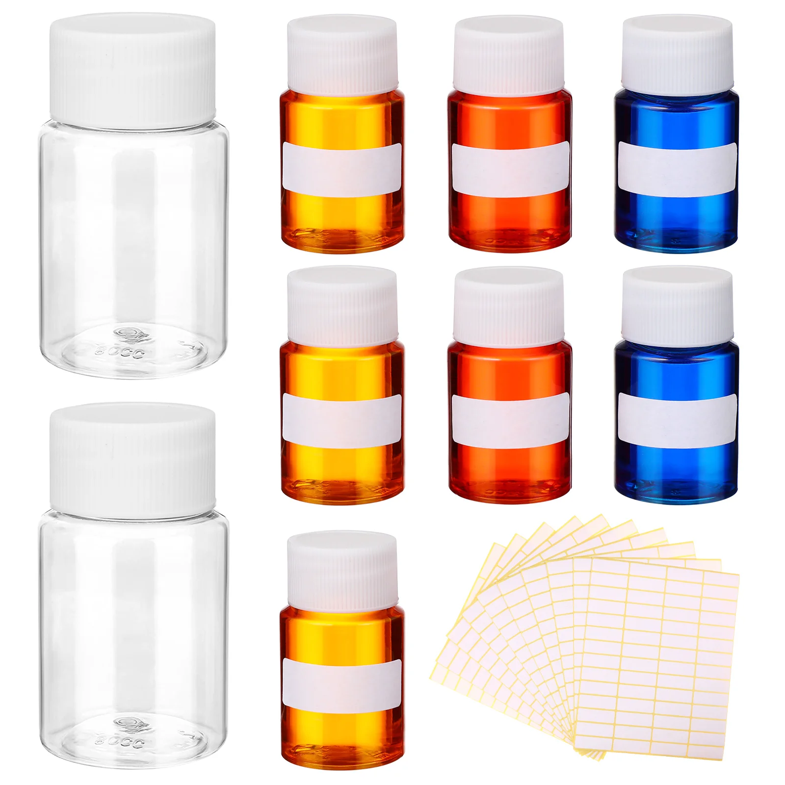 

10Pcs Clear Pill Bottles 30ml Wide Mouth Type Medicine Empty Containers with Labels for Storing Liquid Solid Powder