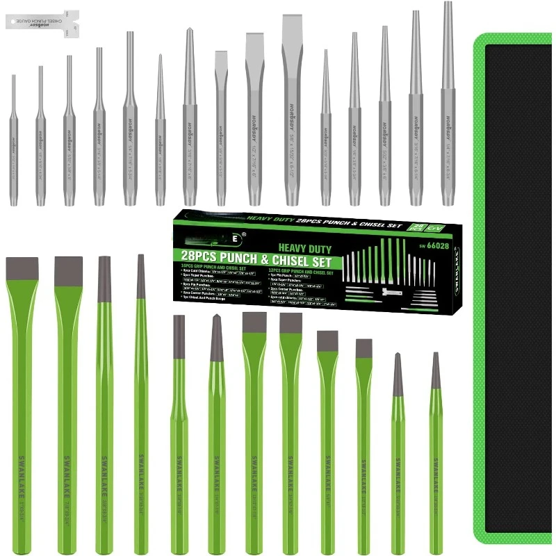 

Chisel Set, Including Taper Punch, Cold Chisels, Pin Punch, Center Punch (28pcs)