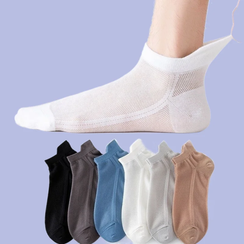 Calcetines deportivos de algodón para hombre, calcetín desodorante con fondo de malla, absorbente del sudor, transpirable, estilo informal, novedad de verano, 6/12 pares