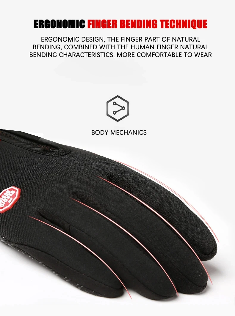 Touchscreen-Winter-warme Handschuhe für Männer und Frauen, rutschfest, wasserabweisend, winddicht, Radfahren, Wandern, Camping, Fahren, Handschuhe mit Reißverschluss – Detail 9