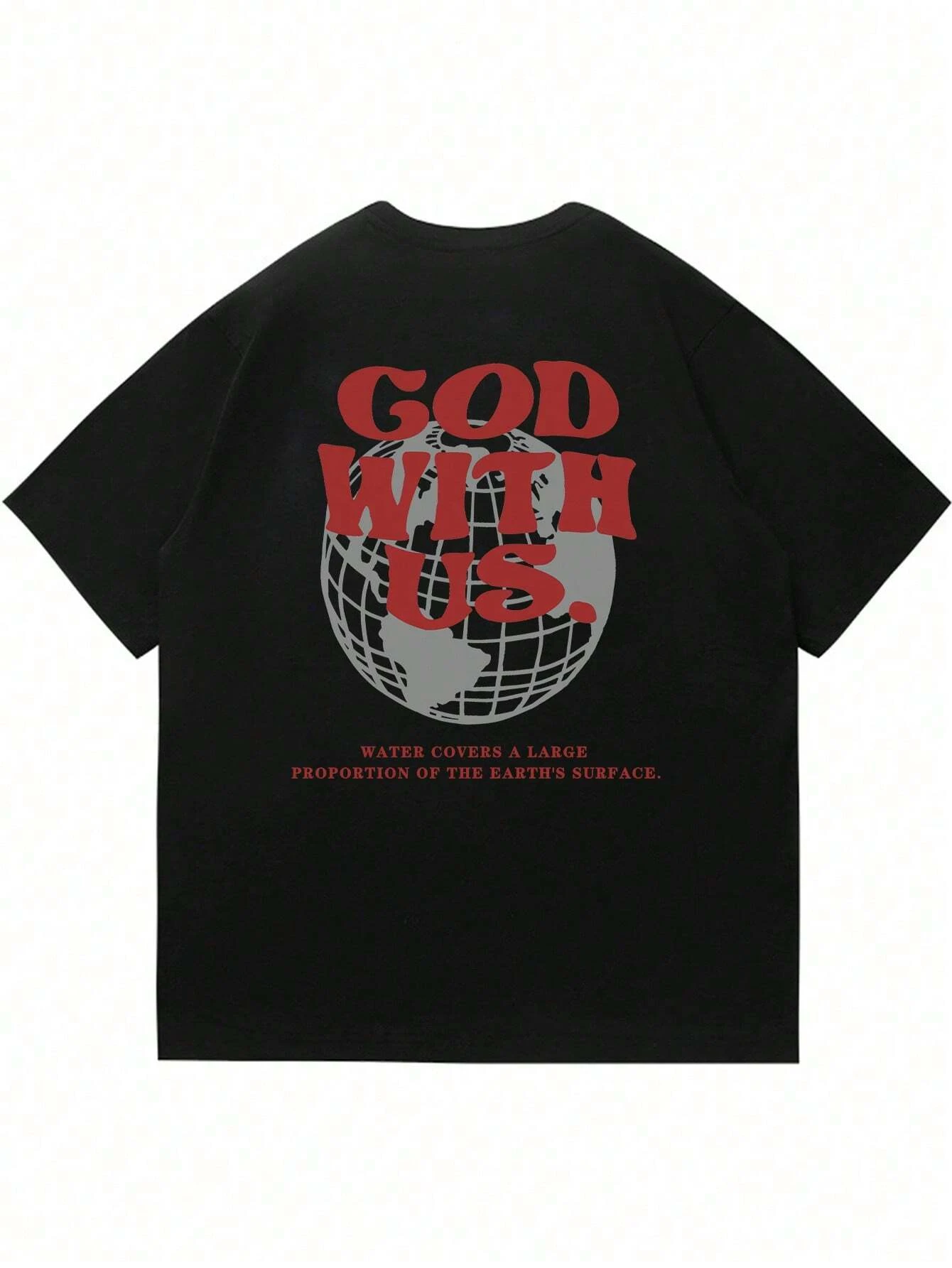 

Футболка God is with usladiescotton, роскошная уличная повседневная уличная одежда с короткими рукавами, классическая новая футболка с принтом