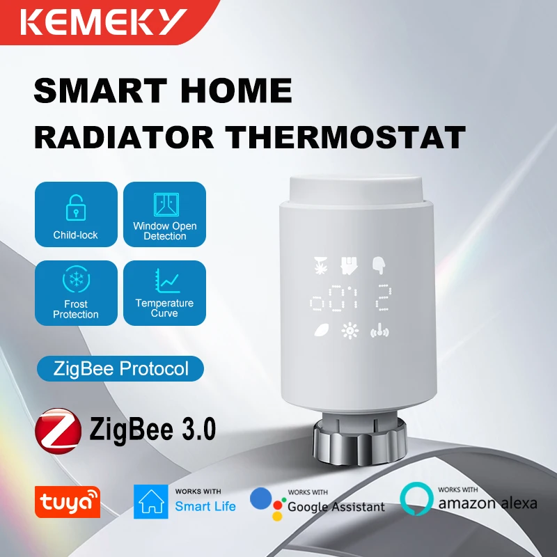 Tuya ZigBee Thermostatventil Smart TRV Thermostat Heizkörper Programmierbarer Temperaturregler Funktioniert mit Alexa Hey Google