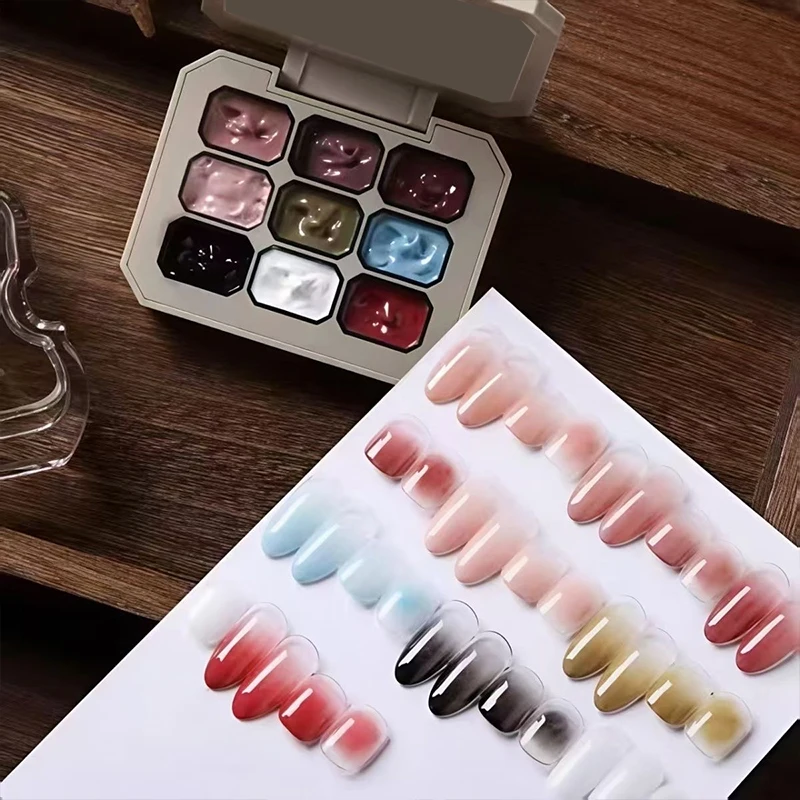 9 Morandi-colored solid gel nail polishes, perfect for DIY nail art and creating captivating artistic nail designs. A nail to