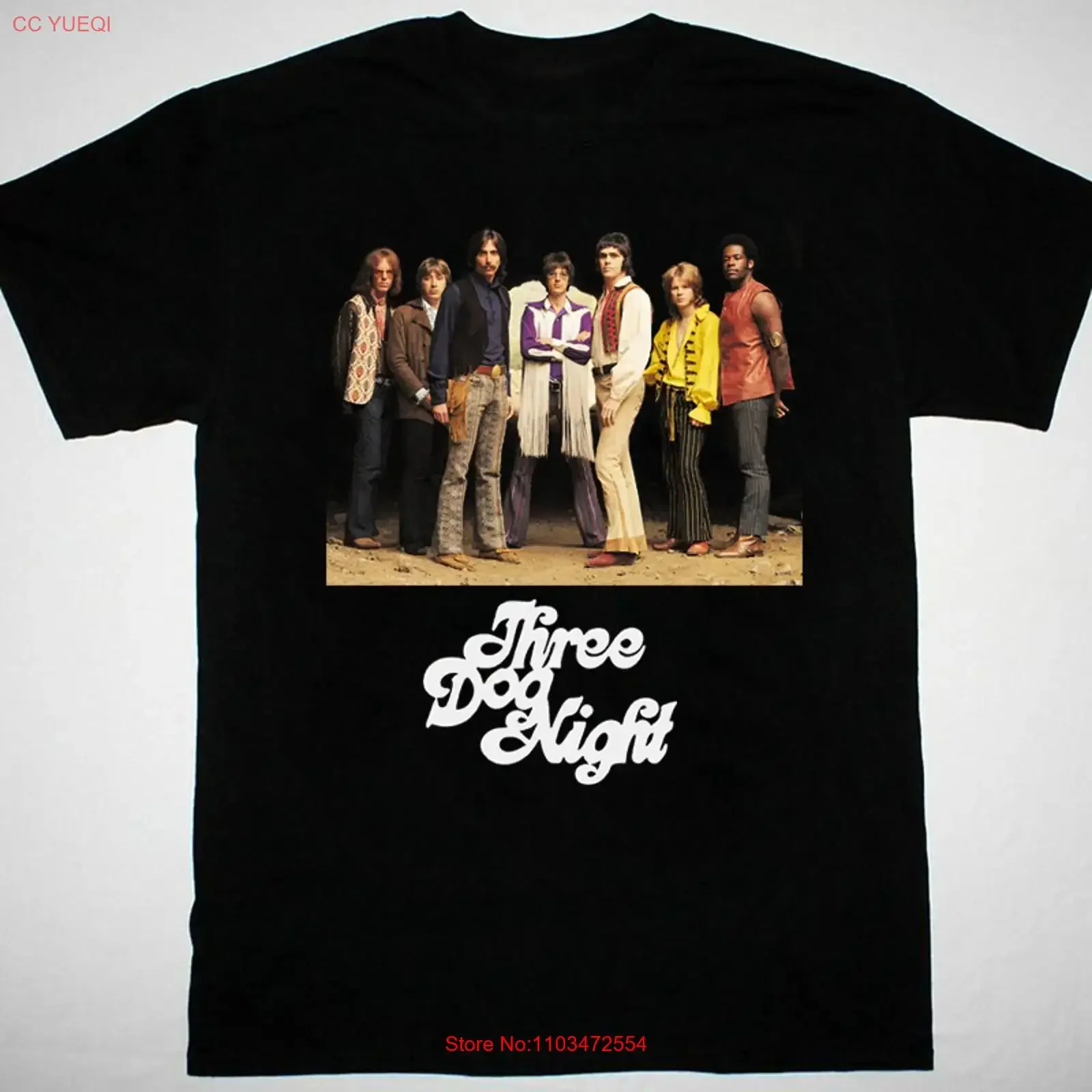 Camiseta negra unisex HOT Three Dog Night POSTER ALBUM TD150 vintage, estilo versátil, a la moda, informal, transpirable, con gráfico.
