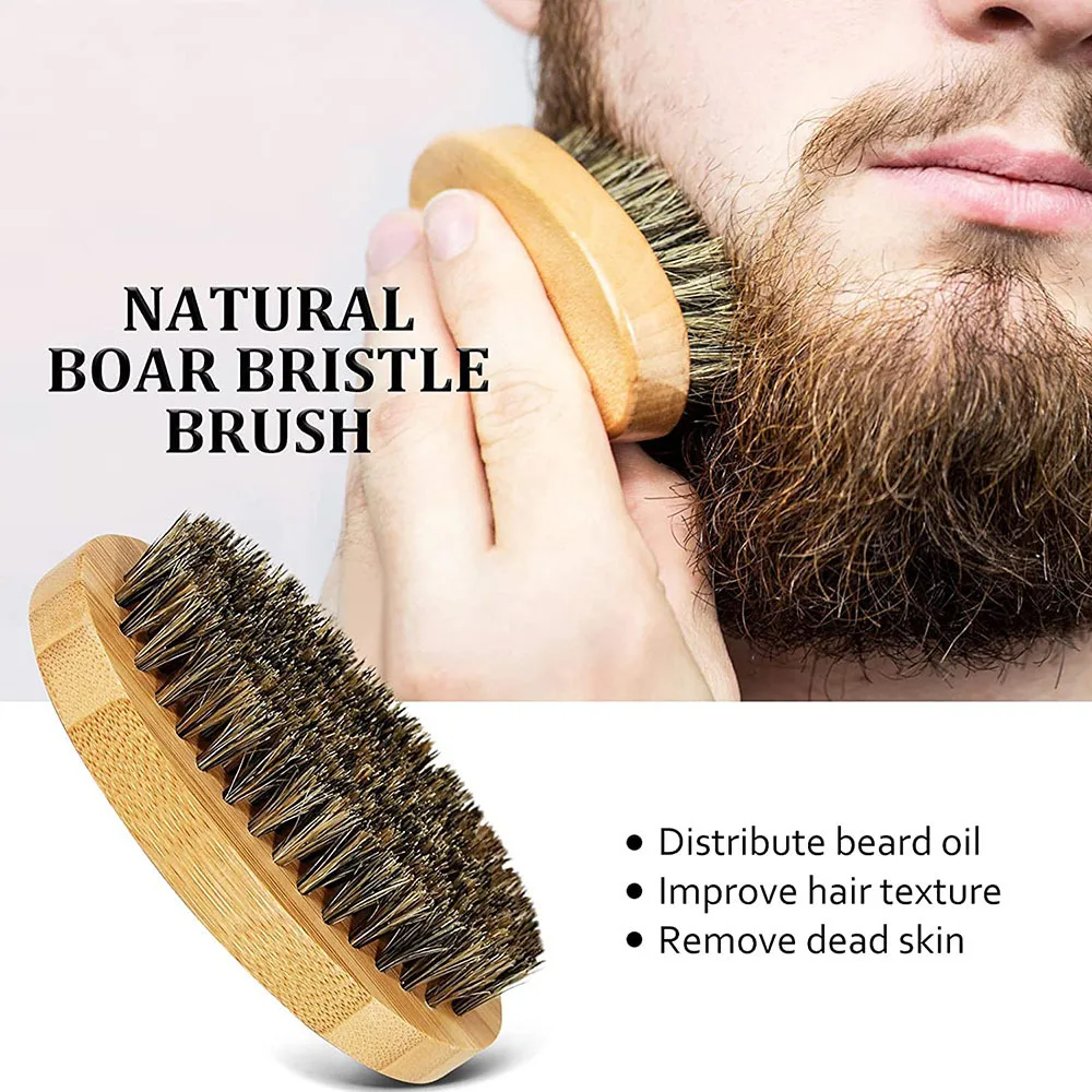 Professional Soft Boar Bristle Wood Beard Shaving Brush Men Mustache Comb Kit With Gift Bag Hairdresser Brush Hair Combs