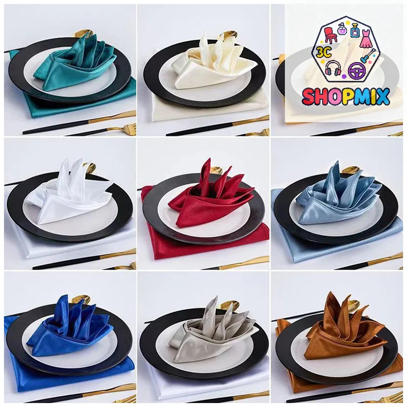Polyester Serving Fabric Napkin Cloth Table Dinner Plates Linen Handkerchief Towel Set For Hotel Wedding Party Events Decoration