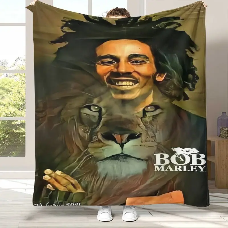 Reggae Music Bob Marley Rasta Color Soft Flannel Throw Blanket,Cozy Warm Blanket for Bed,Sofa,Living Room,Camping,Home Decor