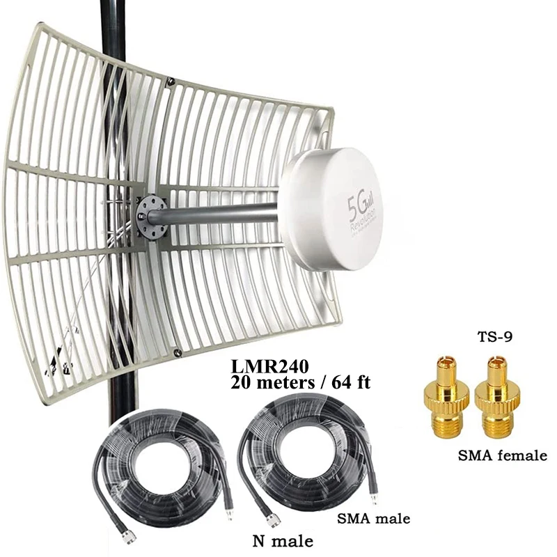 3G 4G 5G parabolic grid antenna 698-6000mhz UWB antenna For long distance signal booster ALL Band compatible USA EU CA