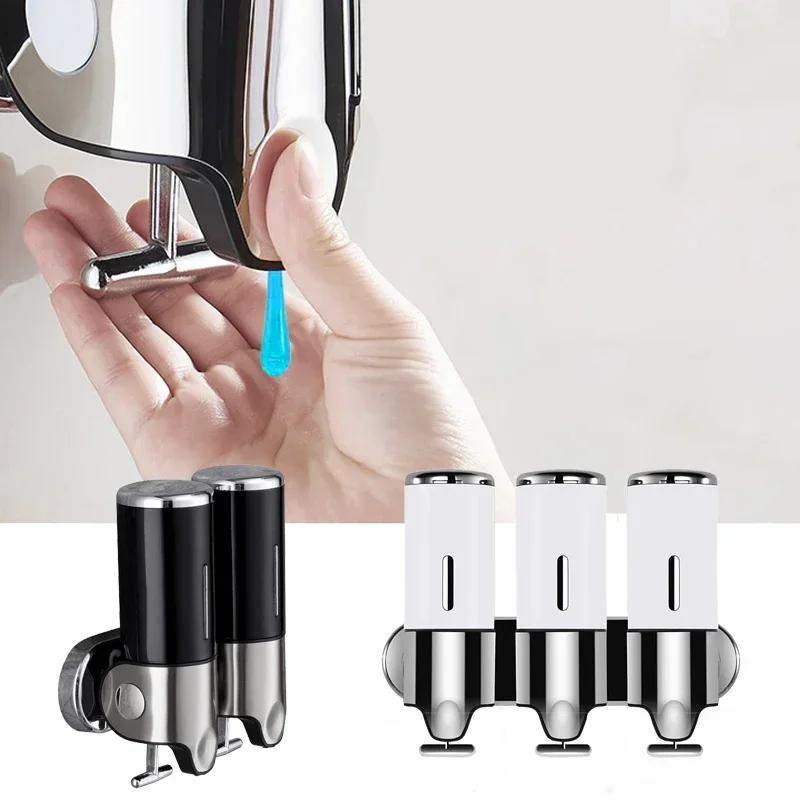 

1/2/3 Barrel Hand Liquid Soap Dispensers Hotel Bathroom Toilet Wall-mounted Shampoo Shower Gel Press Box Bottle Soap Pump Pumps