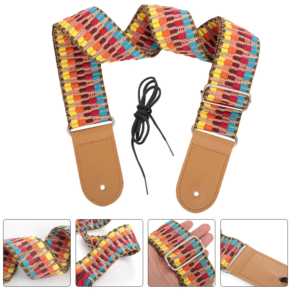 

Guitar Strap Cotton PU Body Belt Acoustic Electric Bass Ukulele Banjo Bohemian Pattern Creative Gift Guitarists Present