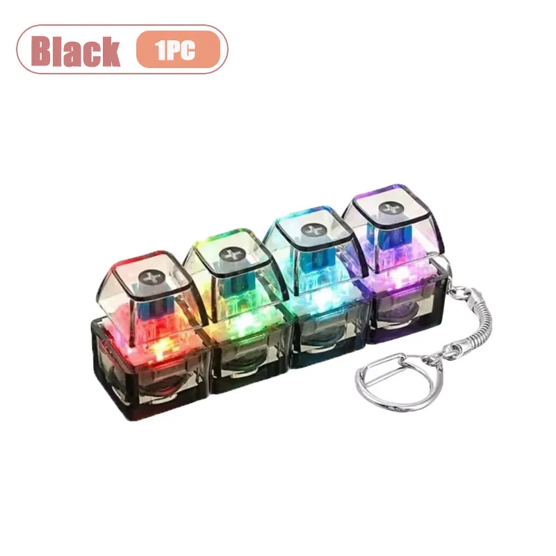 Mechanischer Tastatur-Schalter-Tester Schlüsselanhänger Fidget mit LED-Licht DIY Tastenkappen Stressabbau Clicker für Büro Schreibtisch Angstlinderung Geschenk