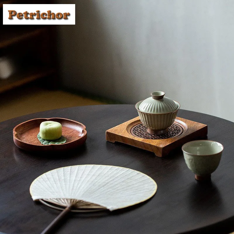 الجوز وعاء من الخشب الصلب تحمل حامل فنجان القهوة دعم الجاف تمرغ الجدول صينية الشاي الوقايات الفاكهة طبق للوجبات الخفيفة خدمات الشاي هدية #3