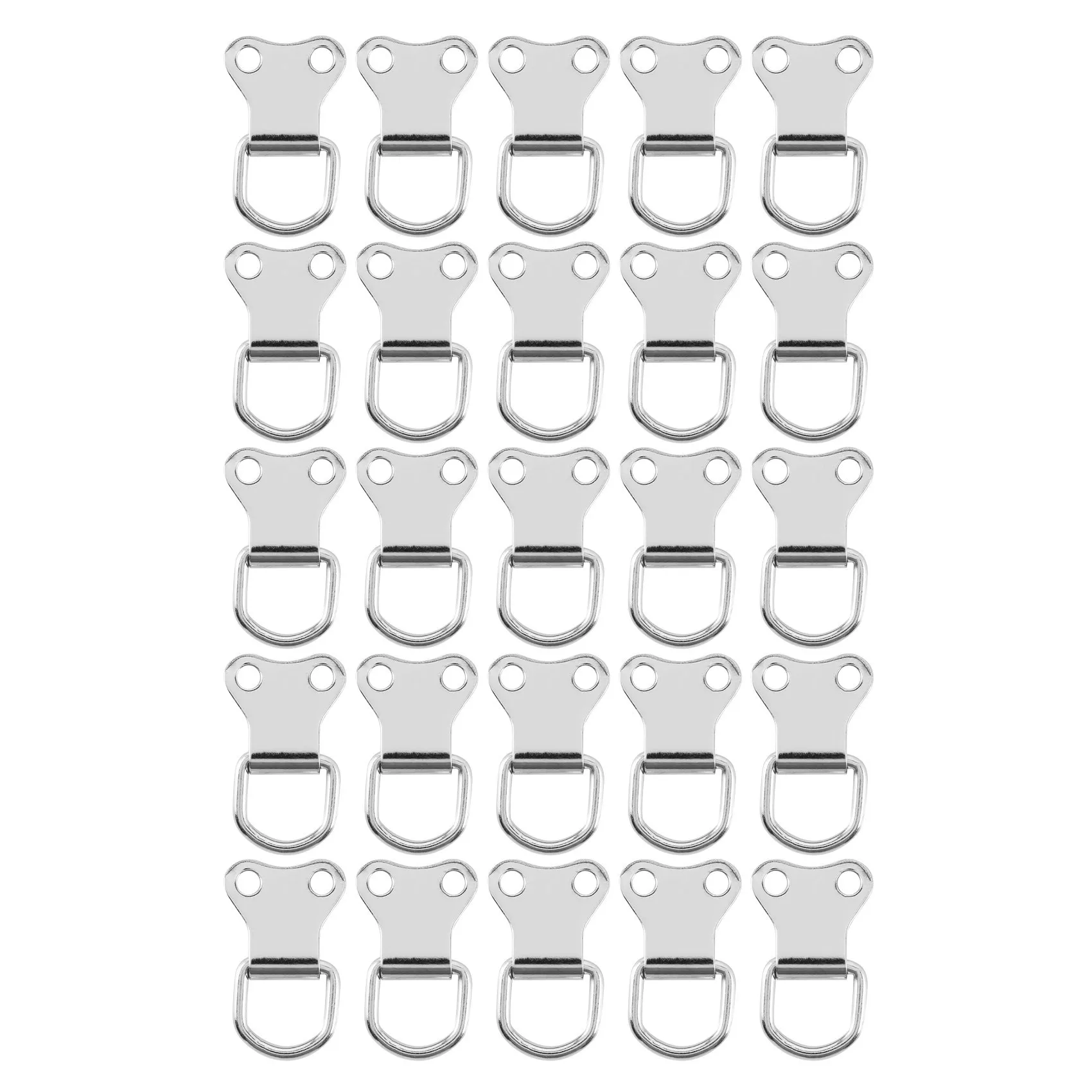 A96K-50 Pcs D-Ring Picture Frame Hanging Hooks Double Hole Hangers With Screws Silver