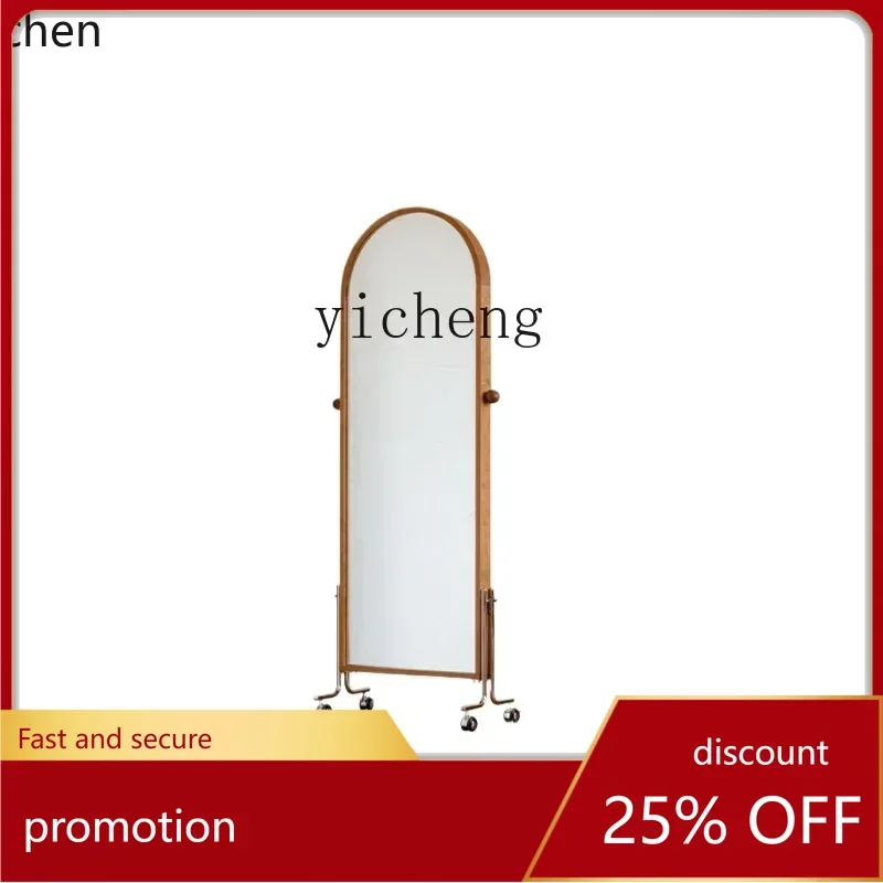YFY  magazine mirror cherry wood movable full-length mirror solid wood floor fitting  home full-length mirror