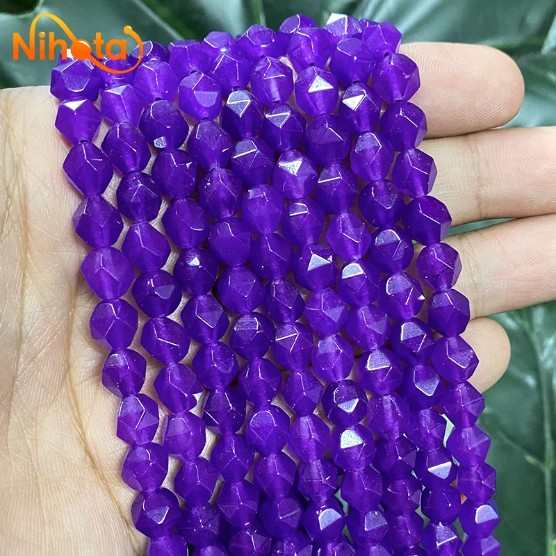 Natural Faceted Dark Purple Chalcedony Round Loose Beads DIY Bracelet Earrings Accessories for Making Jewelry 15\