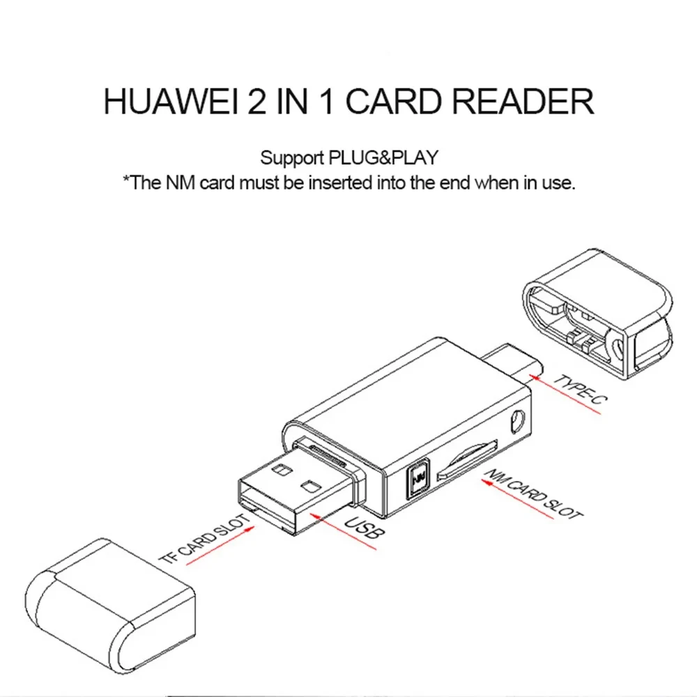 High Speed Memory Card Adapters para Huawei, Tipo C, TF Micro SD Card Reader, Conversores de Telefone Móvel, OV 3.0, 2 em 1