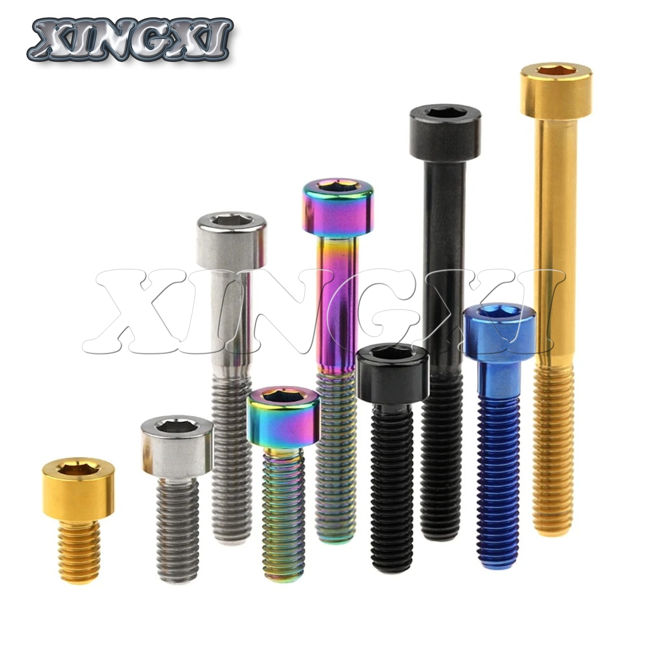 Xingxi Titanio Ti M5x10 12 16 18 20 23 25 30 35 40 45 50 55 60 millimetri DIN912Bolt Cap Allen Vite A Testa per Attacco Manubrio Reggisella Parte