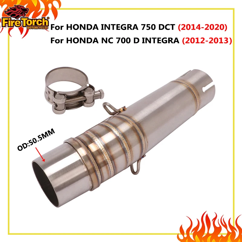 Para HONDA INTEGRA 750 DCT / NC 700 D INTEGRA 2012 - 2019 2020 Sistema de escape de motocicleta, tubo de conexión intermedio modificado, silenciador de escape