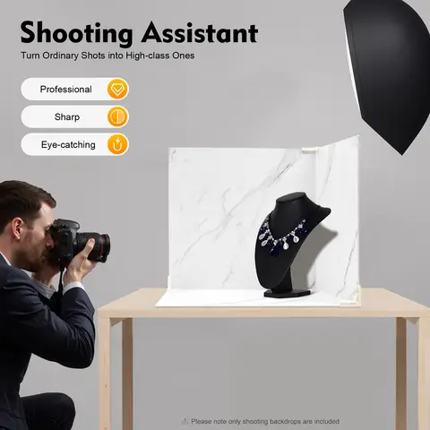 3PCS Double-Sided PVC Photo Backdrop Board 60x60cm Marble White Background for Product Photography Flat Lay Food Jewelry Shoot