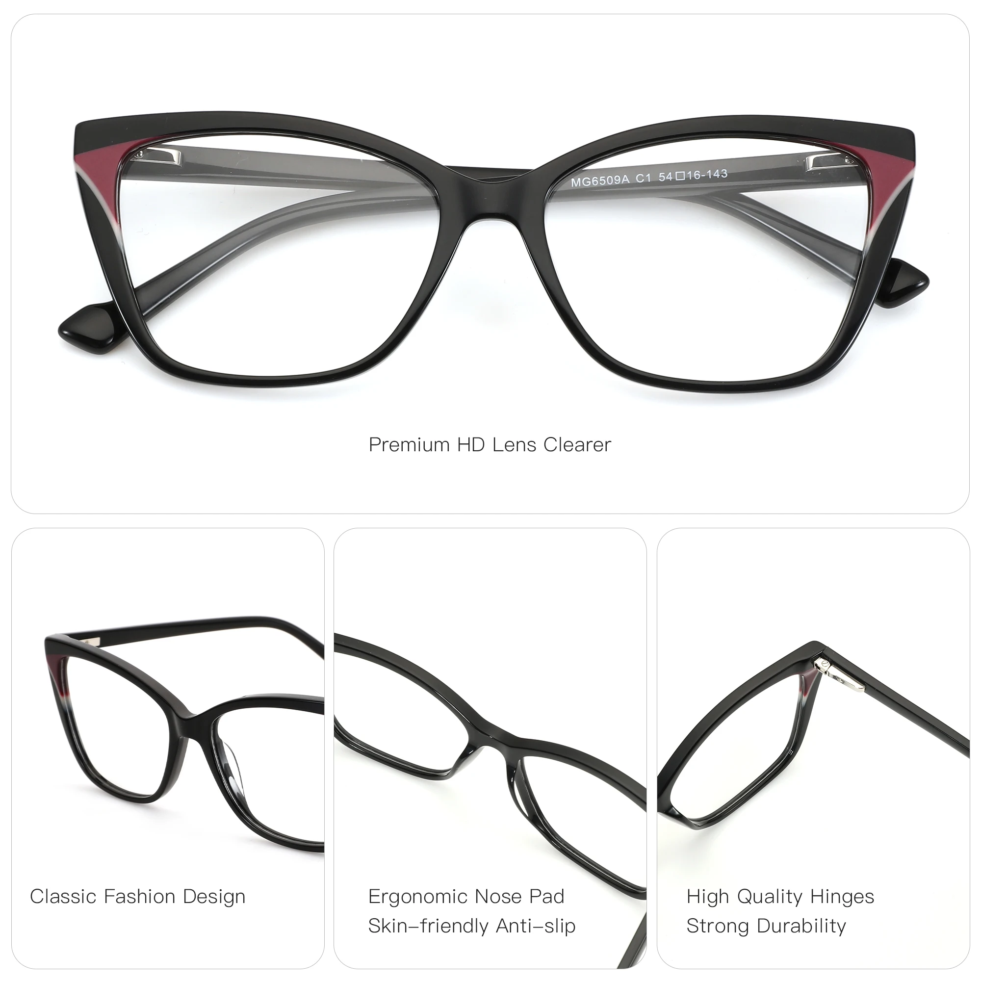 ZENOTTIC M حجم عين القط النظارات النساء خمر خلات مستوحاة تصميم وصفة طبية العدسات النمط الكلاسيكي #6