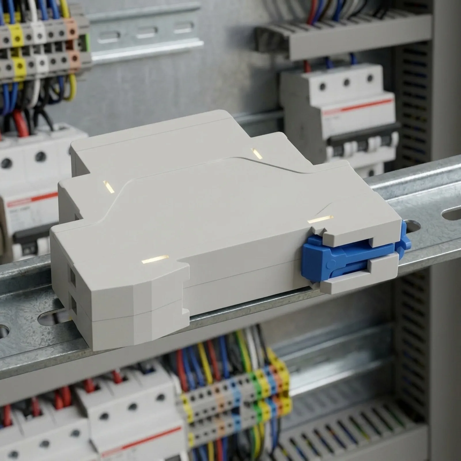 230V LED Signal Lamp with DIN Rail Mount Designed for Industrial Power Indication with Fire Resistant Plastic Housing