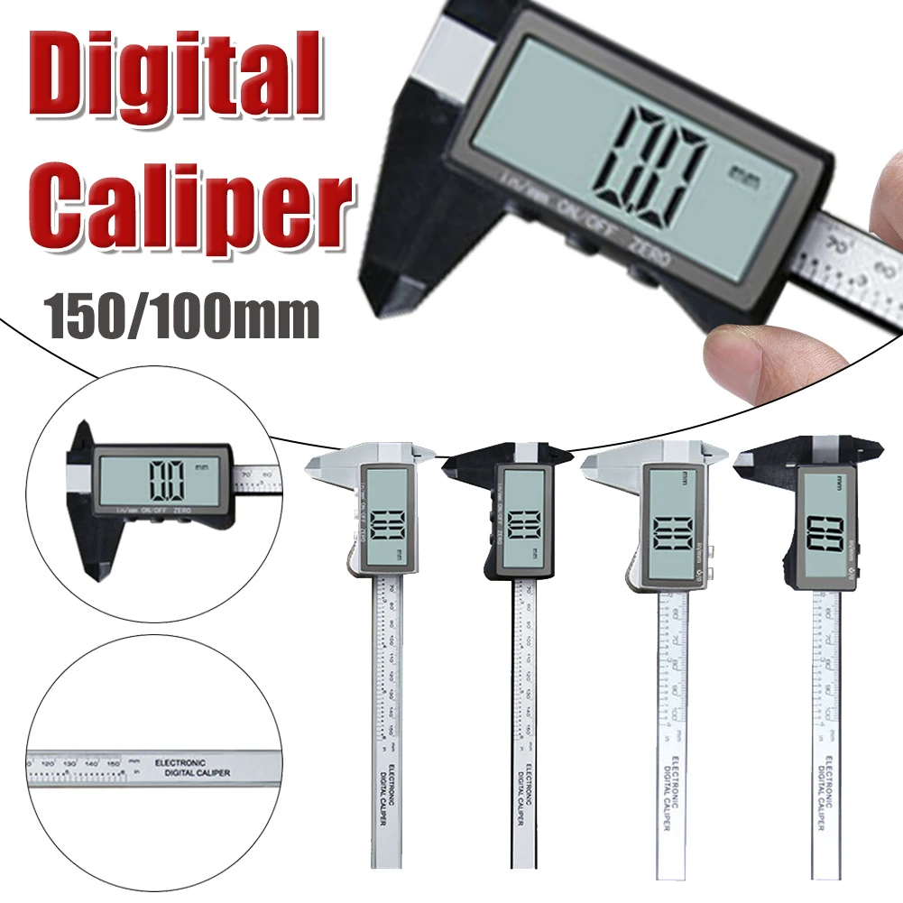 Alat Ukur Mikrometer 150Mm 100Mm Penggaris Pengukur Vernier dengan Alat Ukur Layar LCD untuk Rumah/Pengukuran