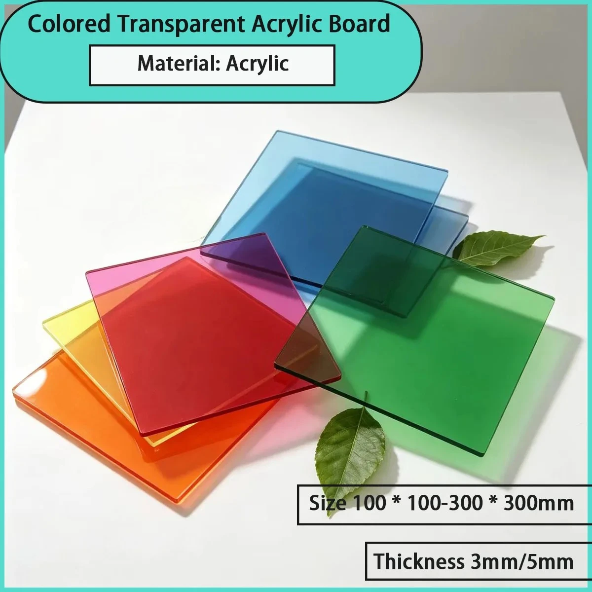 3mm/5mm Thick Color Transparent Acrylic Board Suitable for Decoration, Advertising Signs, Craft Ornaments, Partition Displays, E