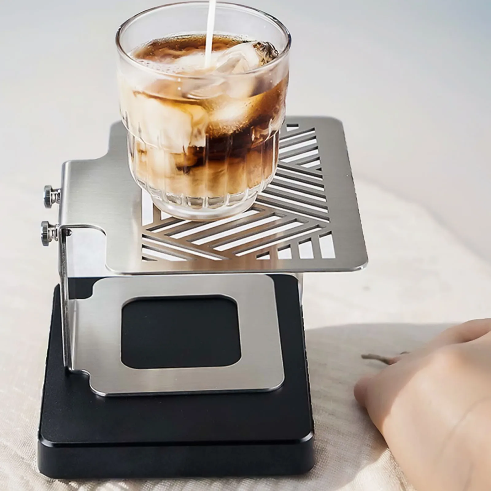 Rack Coffee Weighing Rack Drinks 14.8x11.8x8cm Black For Espresso Machines Stainless Steel Kitchen Appliances Practical