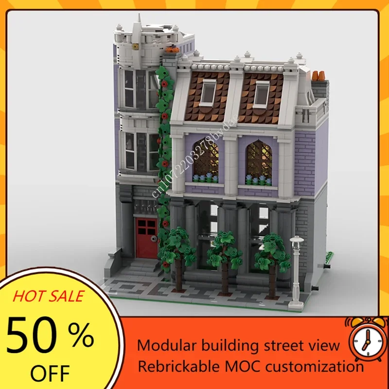 MOC-décennie s de construction modulaires, modèle de vue sur la rue, bricolage, architecture, éducation, assemblage, boutique de fleuriste, jouets modèles, cadeaux créatifs, 2658 pièces