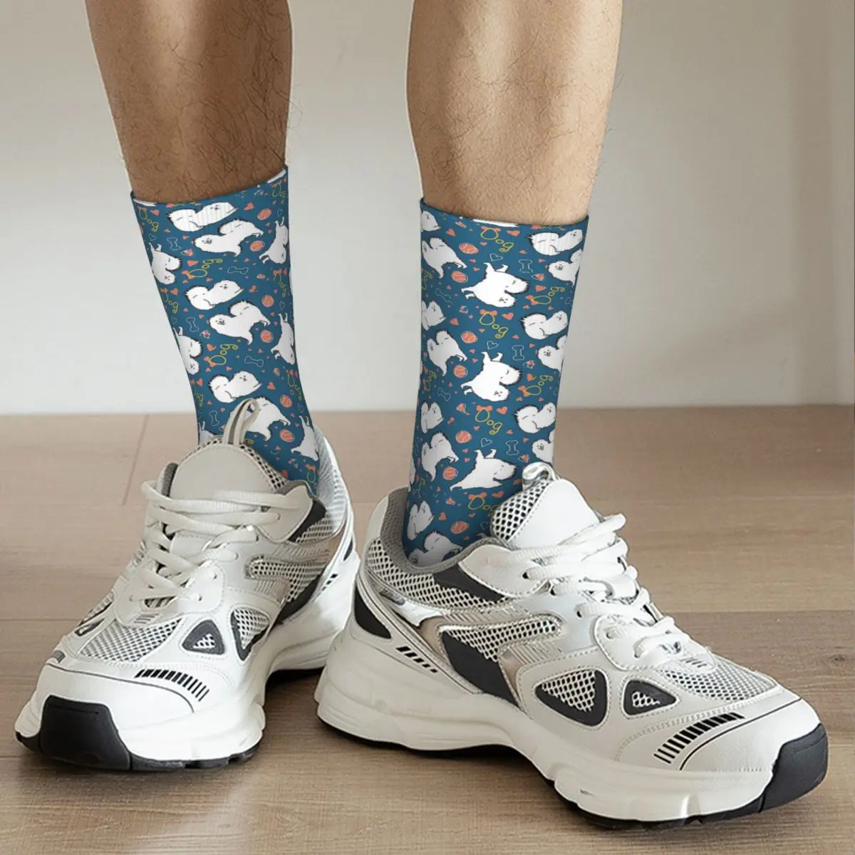 جوارب Love Samoyed Dog Socks Harajuku فائقة النعومة لجميع المواسم، إكسسوارات جوارب طويلة لهدية عيد ميلاد للجنسين