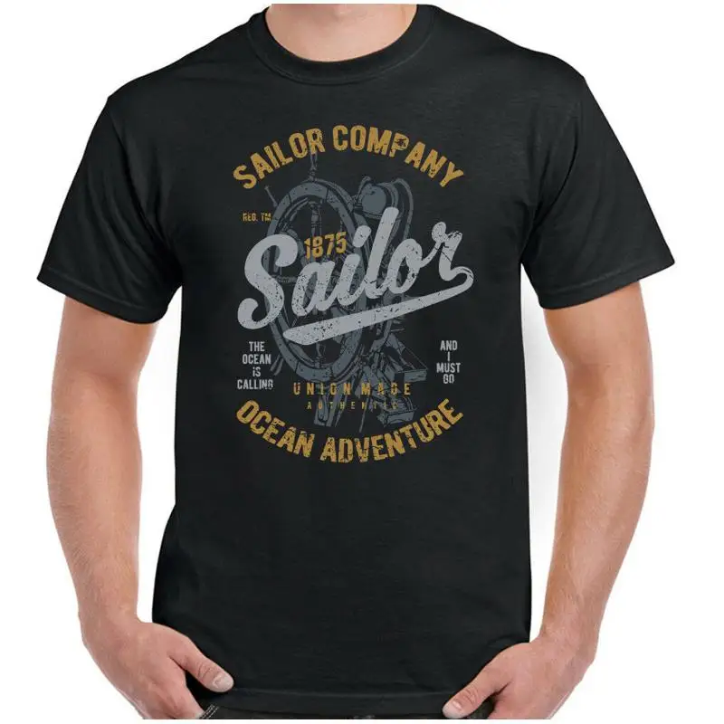 

Парусная футболка Sailor Company, мужская забавная футболка с лодкой и кораблем, узкий длинный топ с баржом