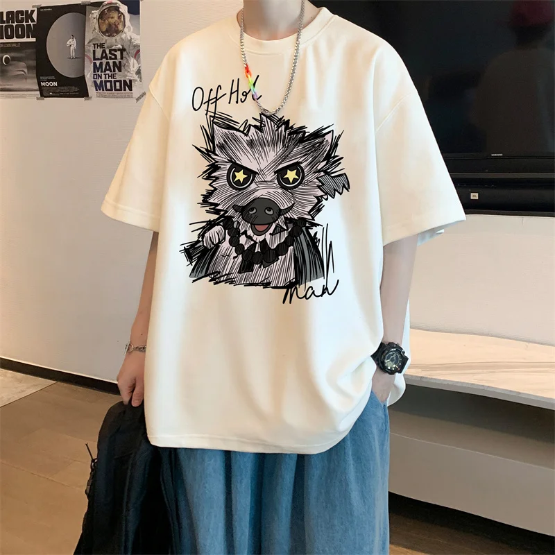 

Мужские футболки из хлопка 4XL, абрикосовая мужская летняя одежда, футболка большого размера с аниме-принтом, забавные повседневные футболки, мужская одежда, большой размер