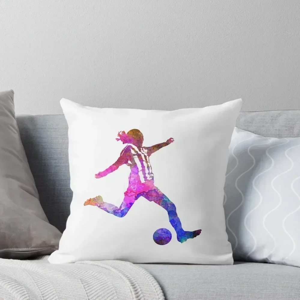 

Girl playing soccer football player silhouette Throw Pillow pillowcases for sofa cushions covers for pillows pillow