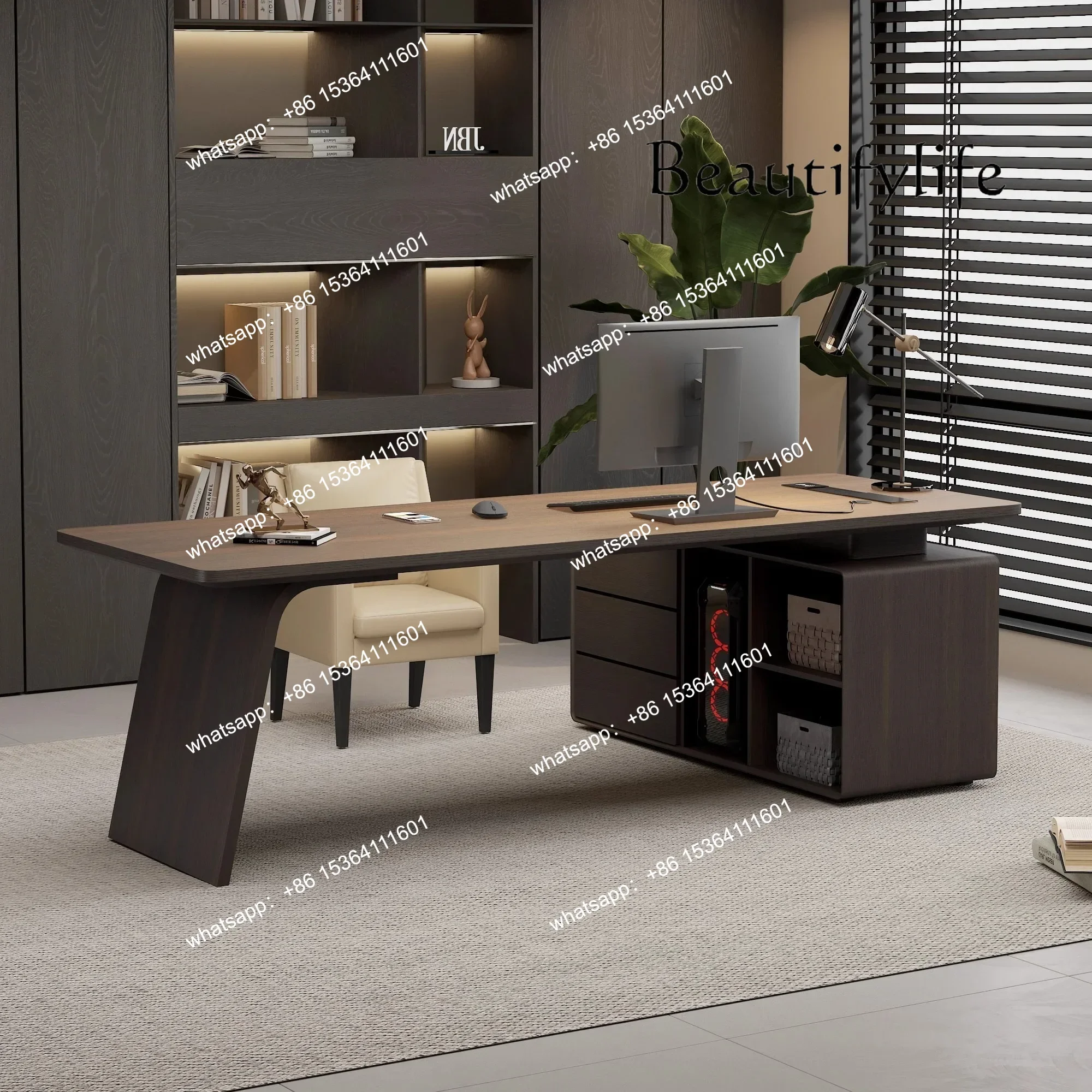 

Italian desk study solid wood minimalist corner desk adult home designer high-end computer desk