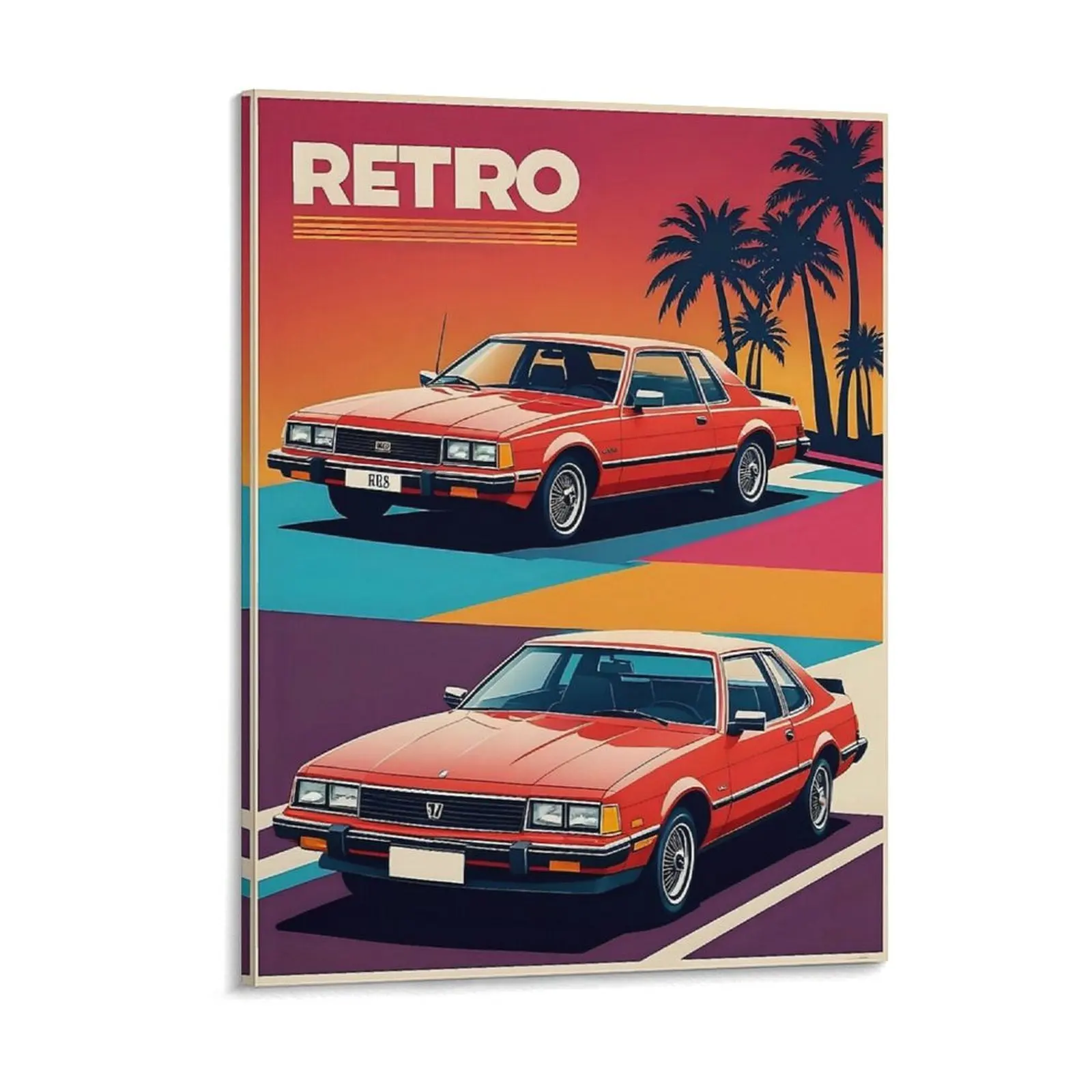 

Retro Car Poster In Classic Scene Canvas Painting Personalized Living Room Garage Plaques Wall Decor Framed Wall Paintings
