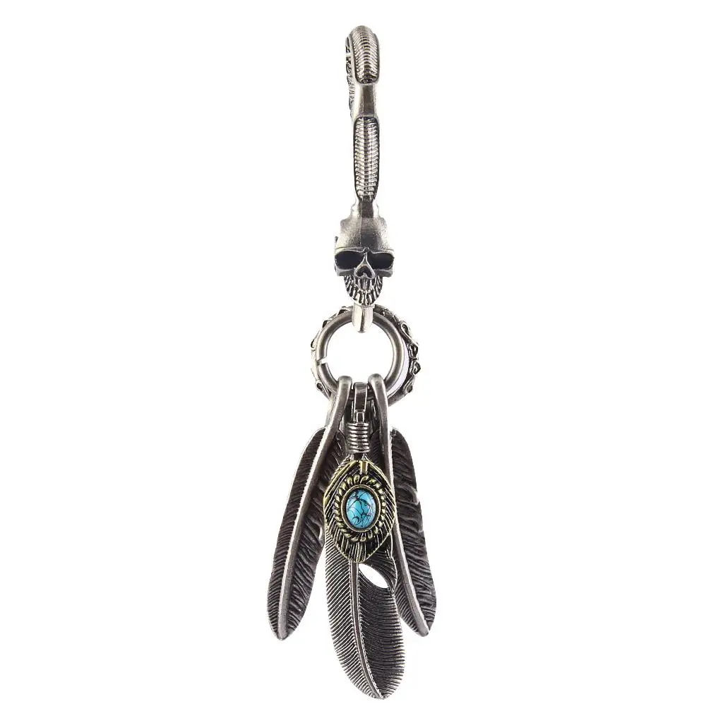 Bohemian Turquoise Feather Tassel Keychain for Bag Plush Key Chain Boho