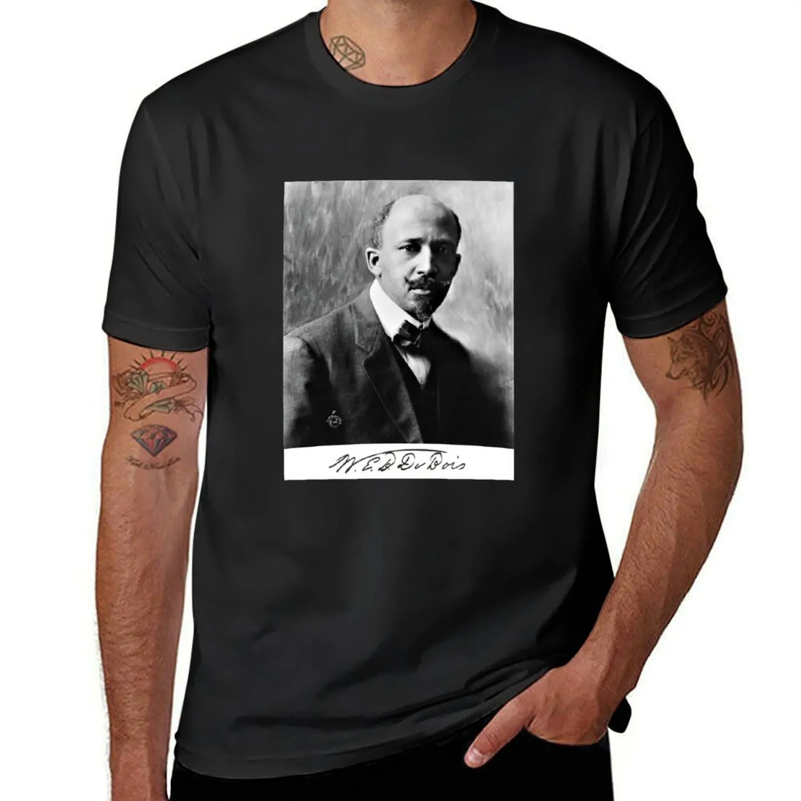 W.E.B DuBois Signature Portrait T-Shirt shirts graphic plus size tops cotton graphic tees mens white t shirts