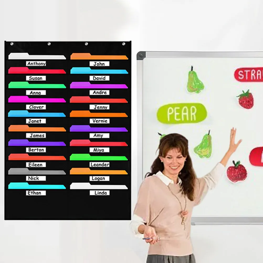 

1 шт., настенный органайзер для файлов, черный, большая вместительная сумка над дверью для классной комнаты, офиса, карманный держатель для папки с диаграммой