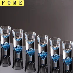 6pcs Golden Edged Short Glass Set Gold Foil/Blue Peak Spirits Cups Crystal Glass Sake Soju Brandy Teacup 15ml Glasses Set