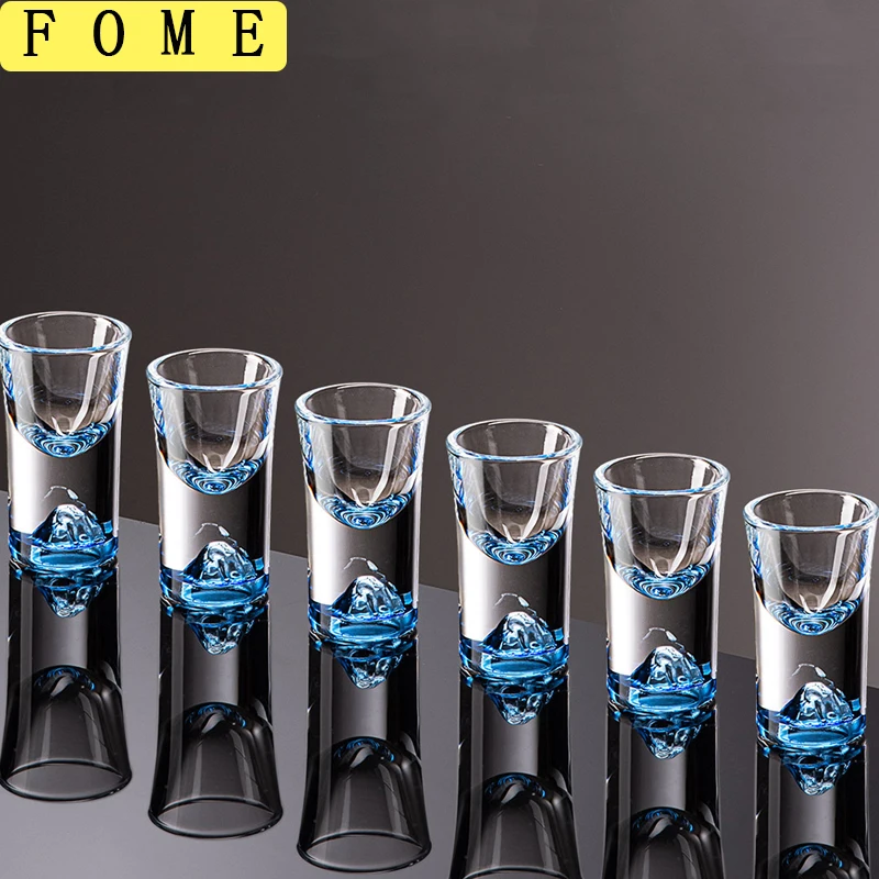 6pcs Golden Edged Short Glass Set Gold Foil/Blue Peak Spirits Cups Crystal Glass Sake Soju Brandy Teacup 15ml Glasses Set