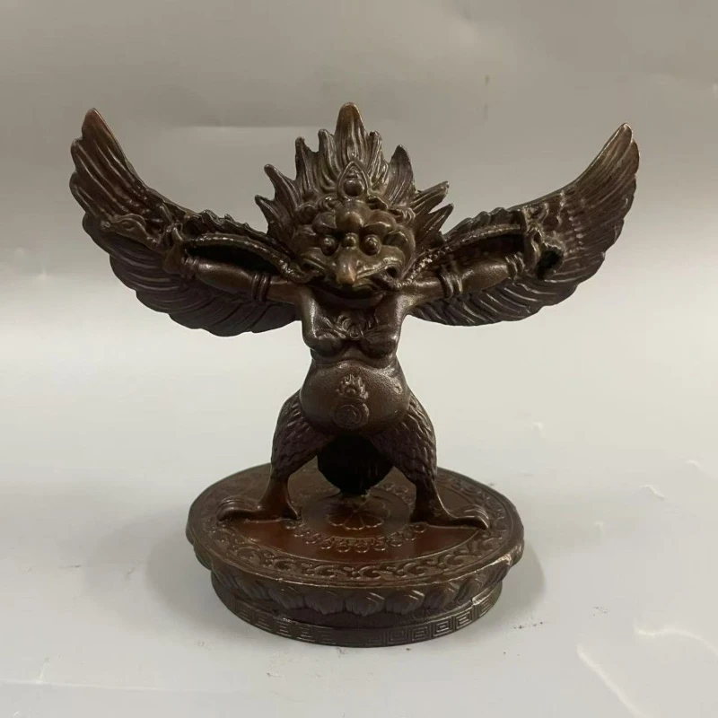 Retro Copper Tibetan Tantric Golden Winged Dapeng Dharma Protector Decoration Living Room Entrance