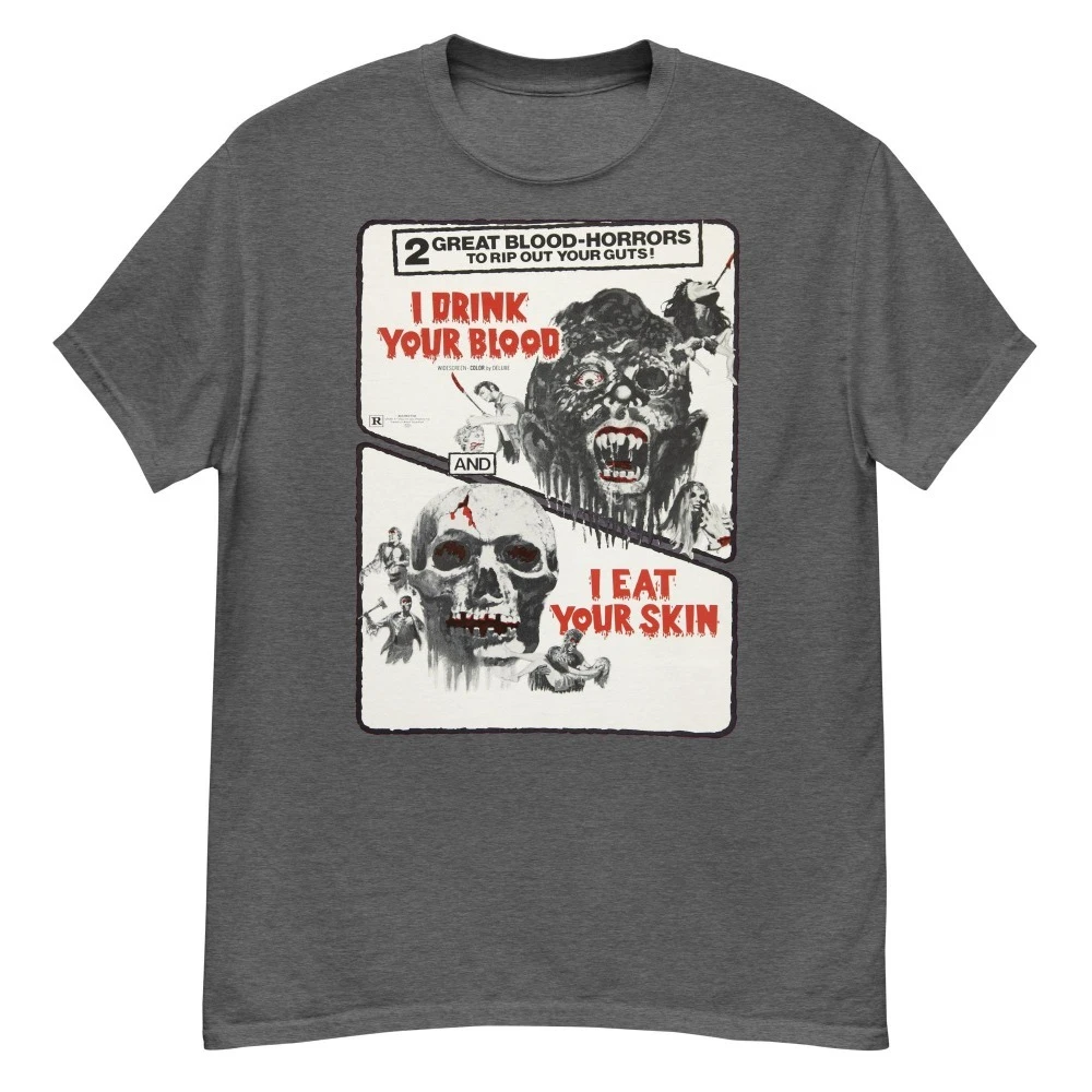 I Drink Your Blood I Eat Your Skin Horror Movie Poster Shirt Clothing Graphic Short Sleeve Shirt Unisex Men Women All-Season