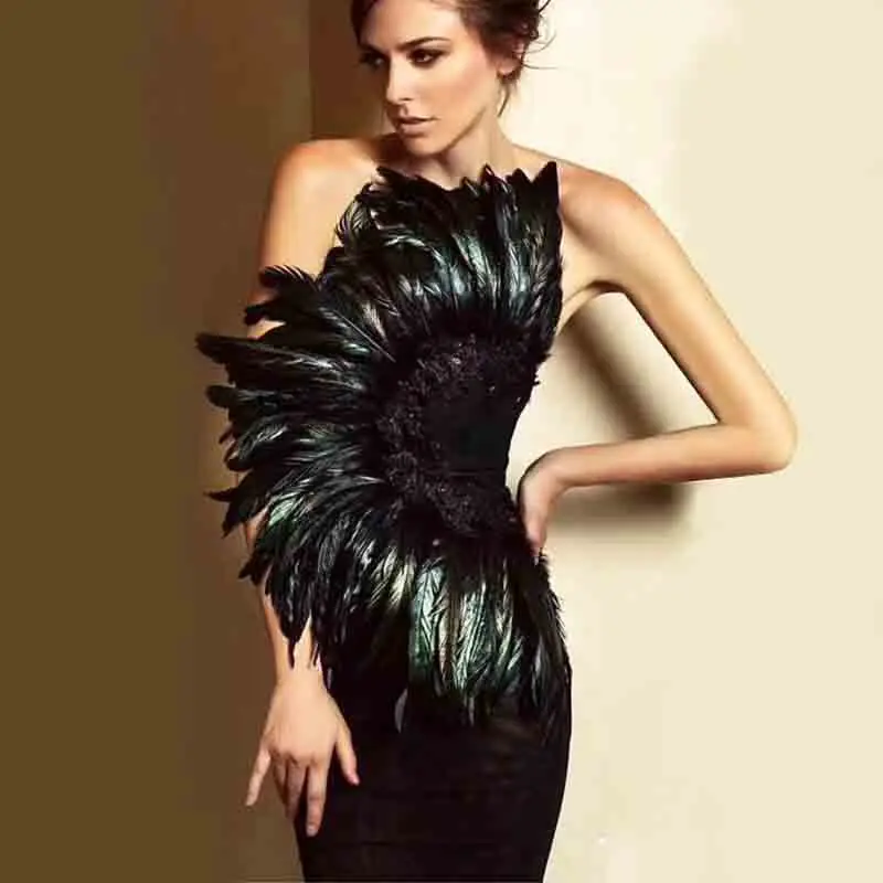 

Original Order Best Selling Women's Clothes Aliexpress European and American Tube Top Feather Design Backless Dres