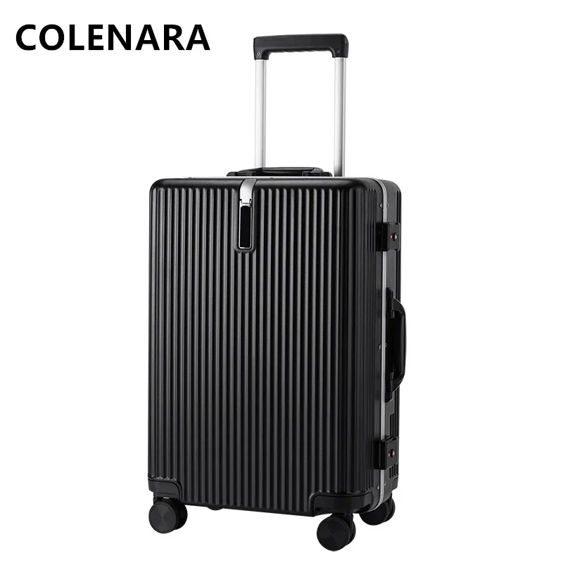 COLENARA Cabin Suitcase 18"20"22"24"26 Inch PC Trolley Case Aluminum Frame Boarding Box Strong and Durable with Wheels Luggage