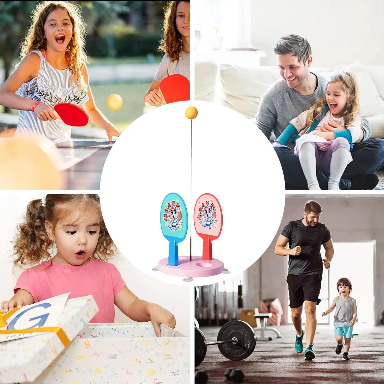 

Тренажер для настольного тенниса, набор мячей для настольного тенниса с ракетками, портативный набор для упражнений в помещении, на открытом воздухе, для домашнего офиса, тренажерного зала, все