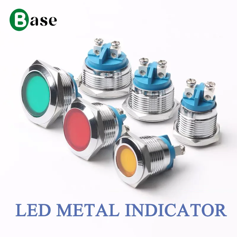 

Металлический индикатор 16 мм/19 мм/22 мм Светодиодный сигнальный светильник с винтовым штифтом 6 В 24 В 220 В
