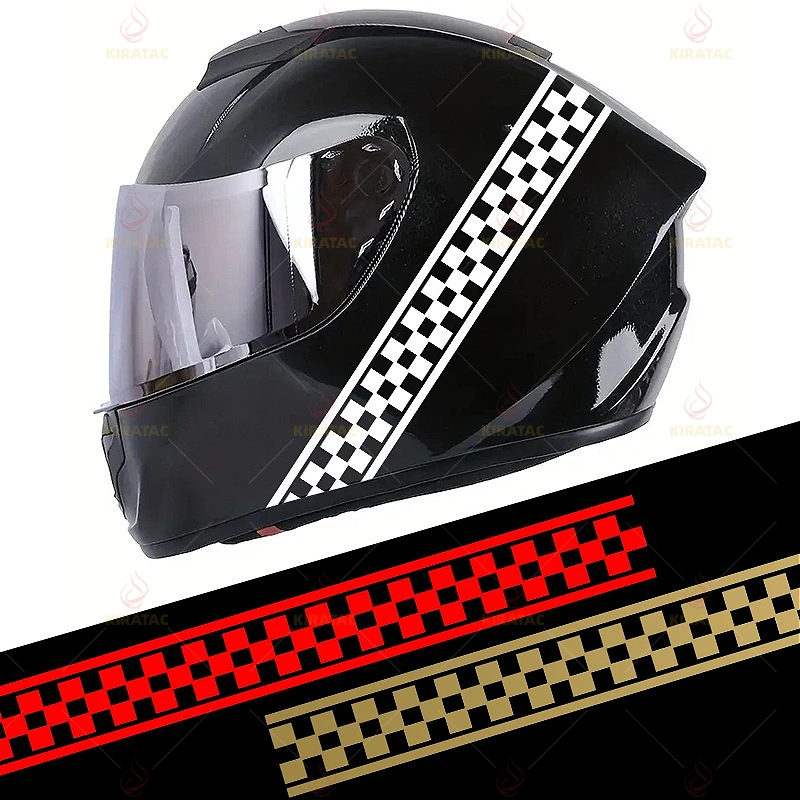 Checkered Stripe Sticker Waterproof Vinyl Decal Motorcycle Helmet Fairing Fuel Tank Car Door Trunk Decor