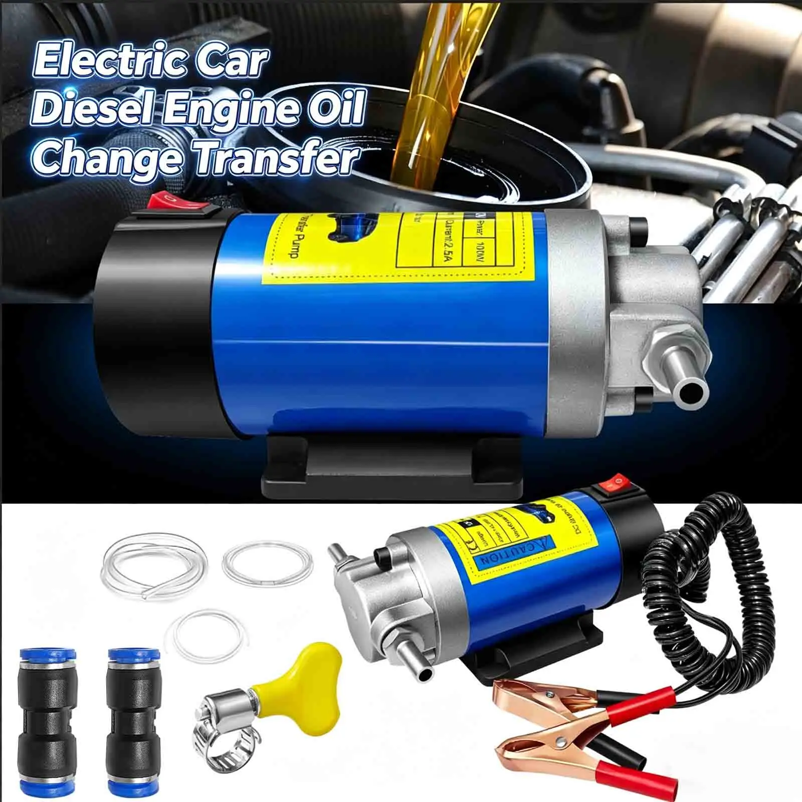 12V Elektrische Ölpumpe für Auto-Dieselmotoren, 100W Ölabsaugpumpe mit Saugheberfunktion
