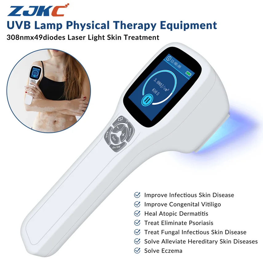 Handheld 308nm Excimer Vitiligo Therapy Ultraviolet Uvb Blue Light Therapy for Skin Diseases Treatment Phototherapy 49Diodes