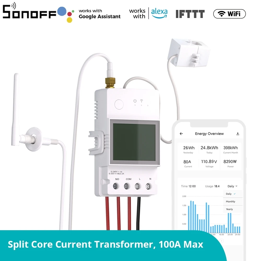 SONOFF POWCT Ring Smart Power Meter Current Transformer For Accurate Current Sensing Energy Monitor Support Contactor Control